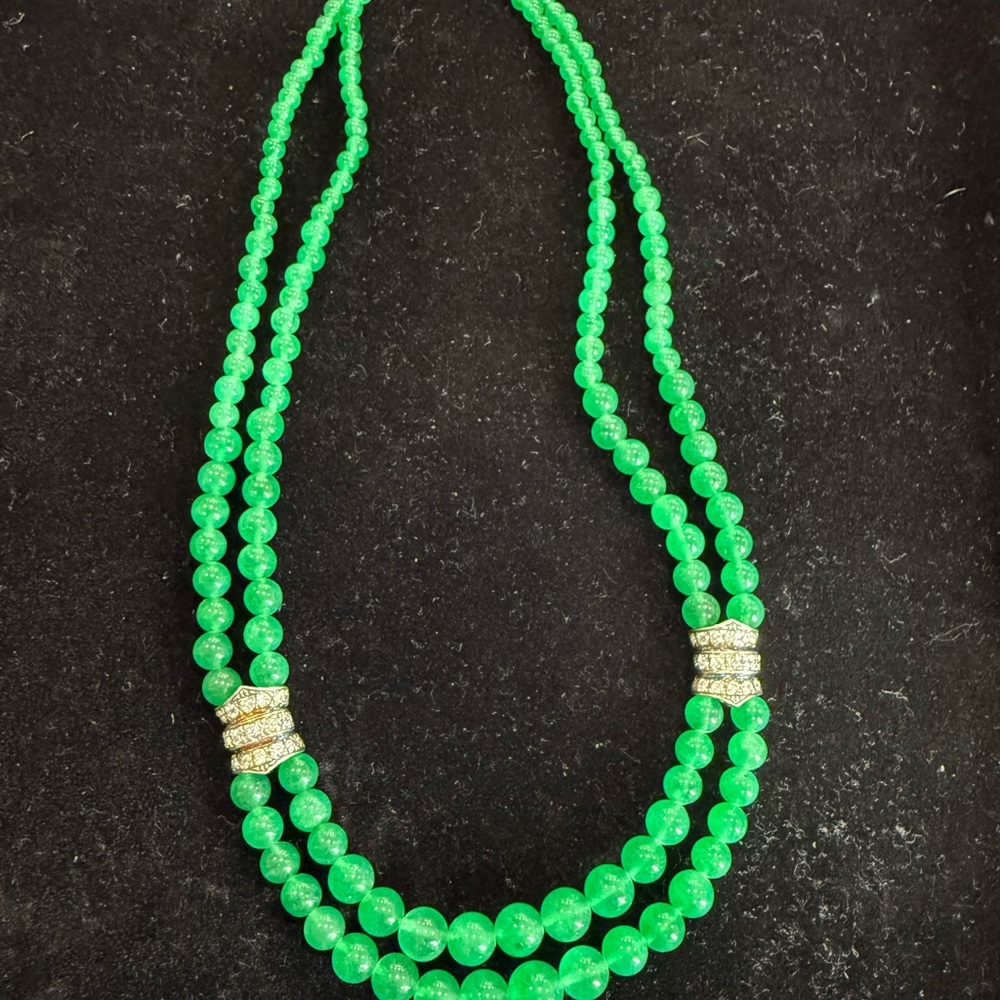 Vintage Emerald Beaded Necklace